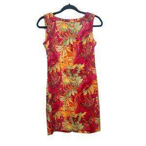John Roberts Tropical Print Sheath Dress - Size 4P